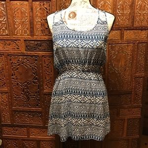 Mine Cut Out Blue and White Tank Top